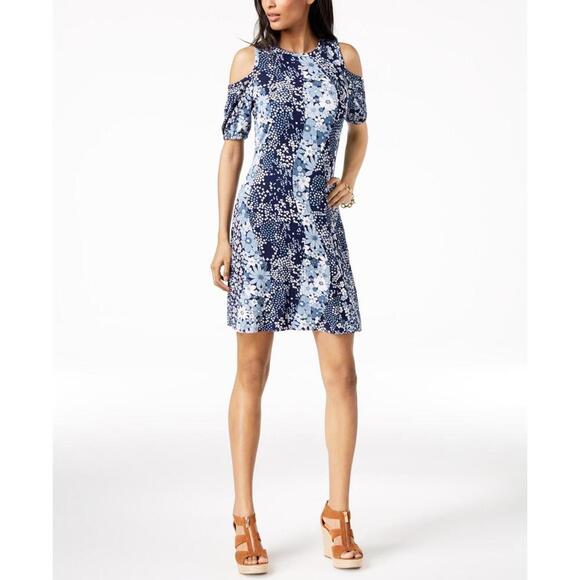 Michael Kors Dresses & Skirts - Michael Kors Womens Printed Cold-Shoulder Dress Size M